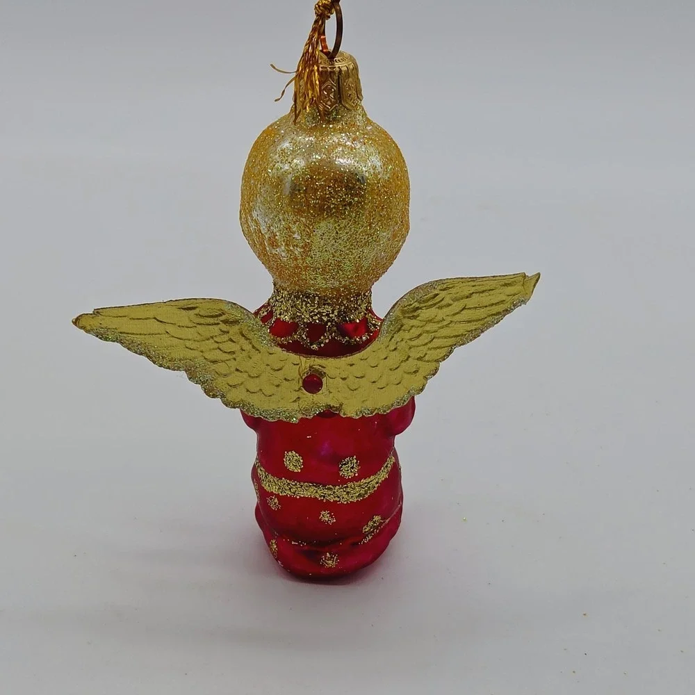 VTG Kneeling Praying Angel Blown Glass Christmas Tree Ornament 4